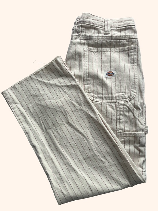 Dickies Pants - Dickies Pinstripe Carpenter Pants Beige Workwear Utility 34x29 Straight Leg